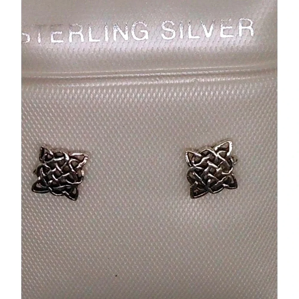 Vintage 90s Thailand Sterling Silver Celtic Knot‎ Stud Earrings 6mm Mens Womens